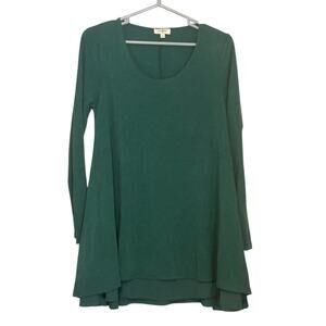 Umgee Tunic Shirt Dress Womens Small Long Sleeve Green Flowy Relaxed Maternity